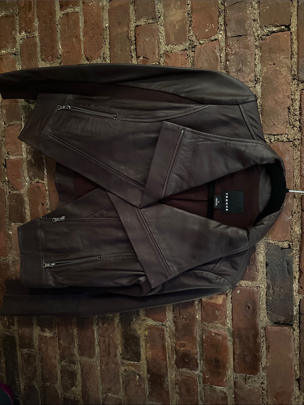 Trouve Womens  Dark Brown Faux Leather Bomber Jacket